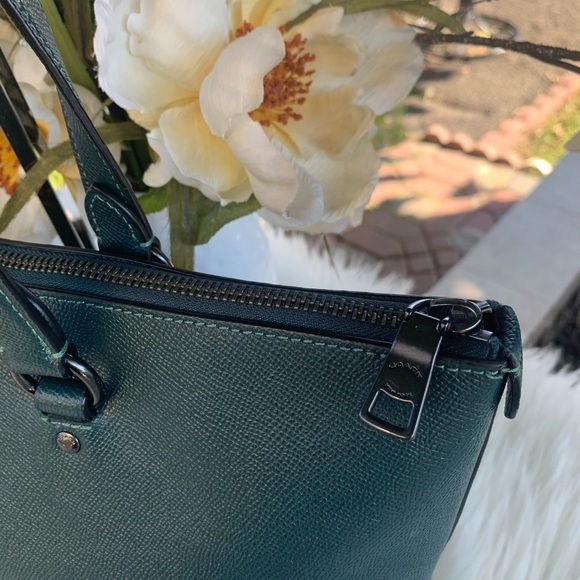 Coach Gallery Tote Bag Green Crossgrain Leather - Picture 5 of 8